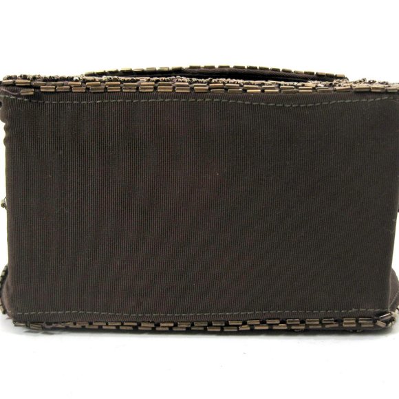 Beaded Box Purse Handbag Brown Evening Vintage - Picture 4 of 6